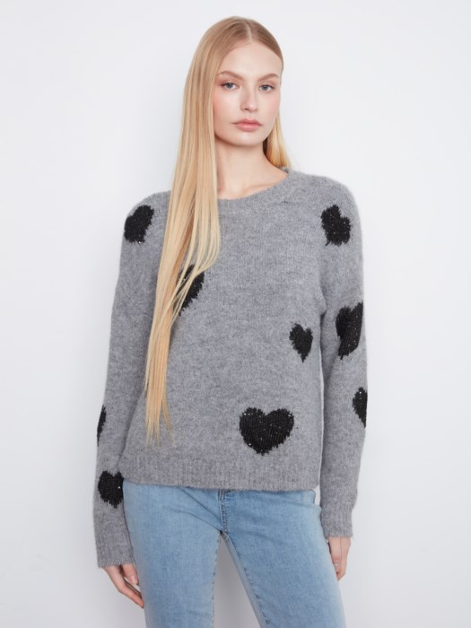 Pull brodé coeur - CHARLIE B - C2987 - Charlie B Pull brodé coeur - CHARLIE B - C2987 - Charlie B