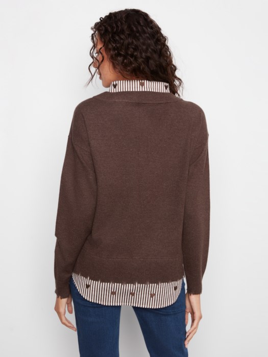 Pull avec chemise brodée - CHARLIE B Pull avec chemise brodée - CHARLIE B