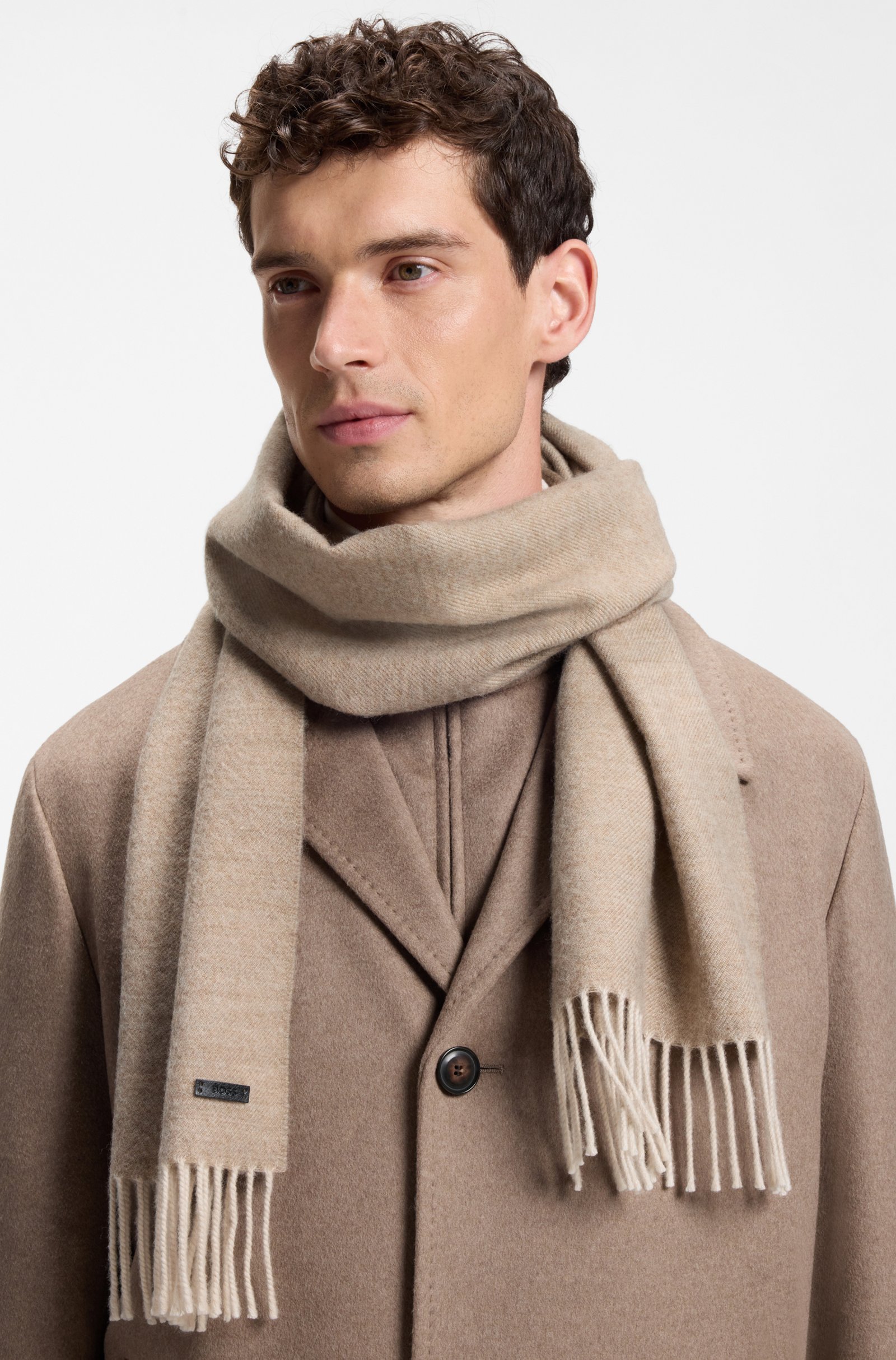 Foulard réversible en laine avec logo – HUGO BOSS Foulard réversible en laine avec logo – HUGO BOSS