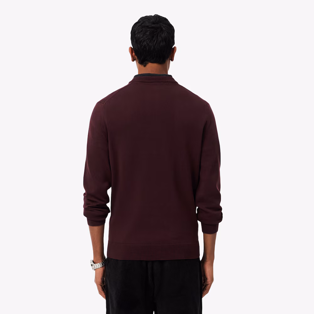 Pull à col rond en coton biologique uni - LACOSTE Pull à col rond en coton biologique uni - LACOSTE