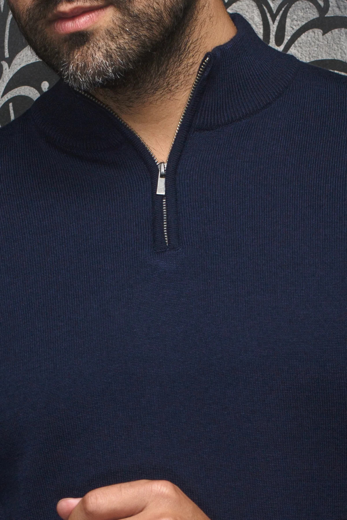 Chandail avec demi zip marine - AUNOIR Chandail avec demi zip marine - AUNOIR