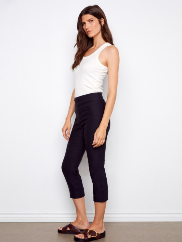 Capri extensible avec ourlet plié - CHARLIE B Capri extensible avec ourlet plié - CHARLIE B