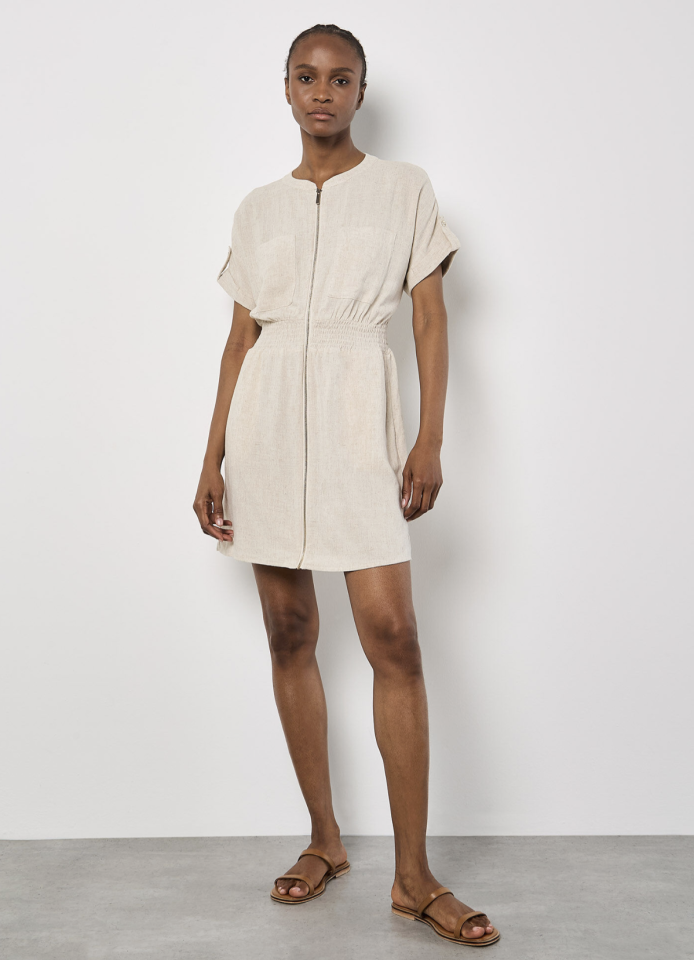 Robe Utility en Mélange de Lin - APRICOT Robe Utility en Mélange de Lin - APRICOT