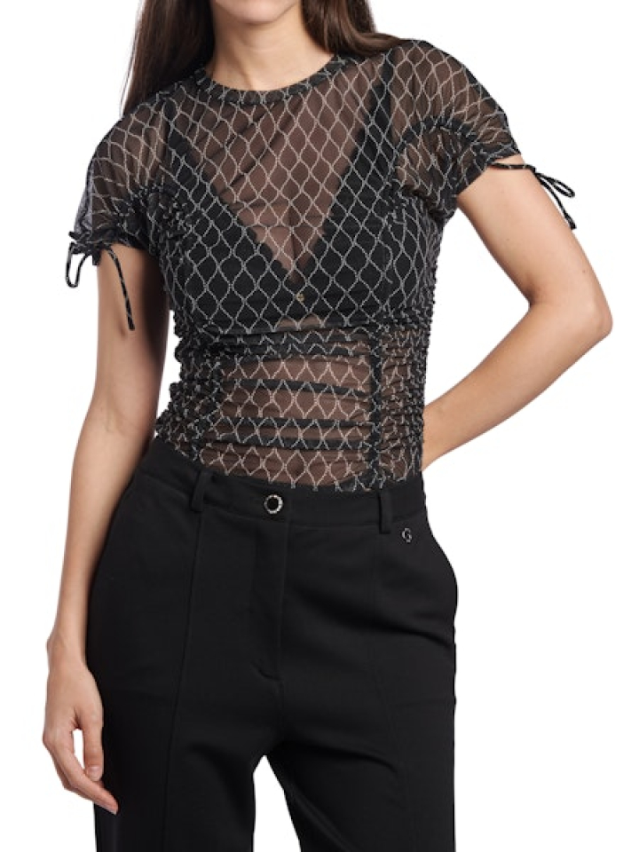 Haut en mesh texturé – GUESS - W6RP00KBAH2 - Guess Haut en mesh texturé – GUESS - W6RP00KBAH2 - Guess