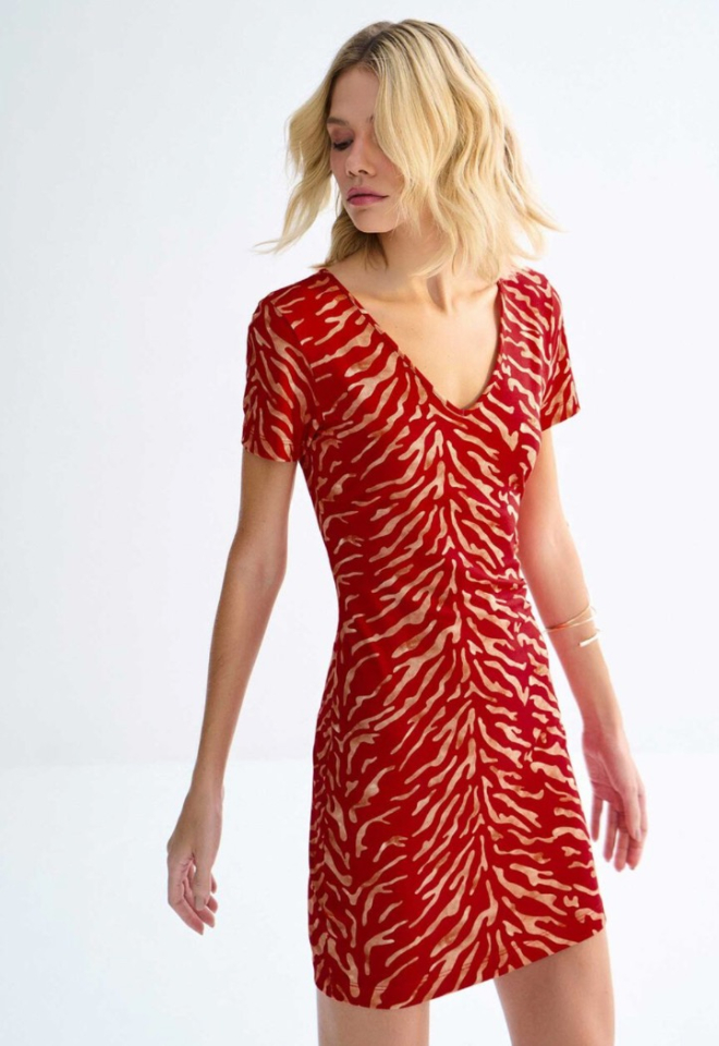 Robe imprimée col v - LEZALEZ - 3141E - Lez a Lez Robe imprimée col v - LEZALEZ - 3141E - Lez a Lez