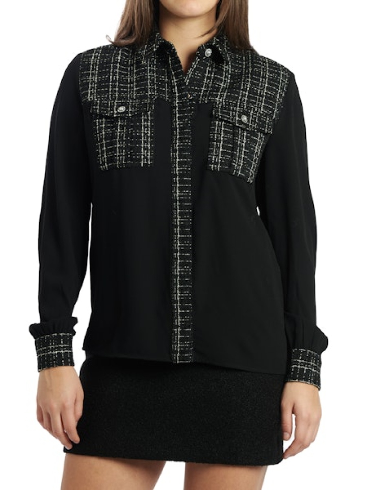 Chemise Sandra en tweed mélangé – GUESS Chemise Sandra en tweed mélangé – GUESS