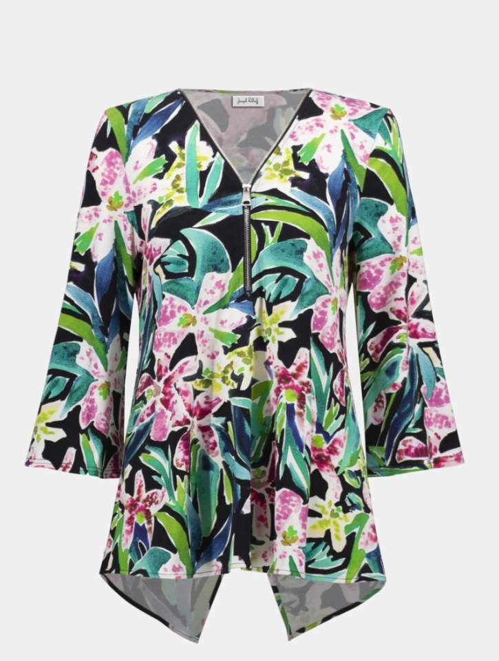 Tunique évasée à imprimé tropical - JOSEPH RIBKOFF Tunique évasée à imprimé tropical - JOSEPH RIBKOFF