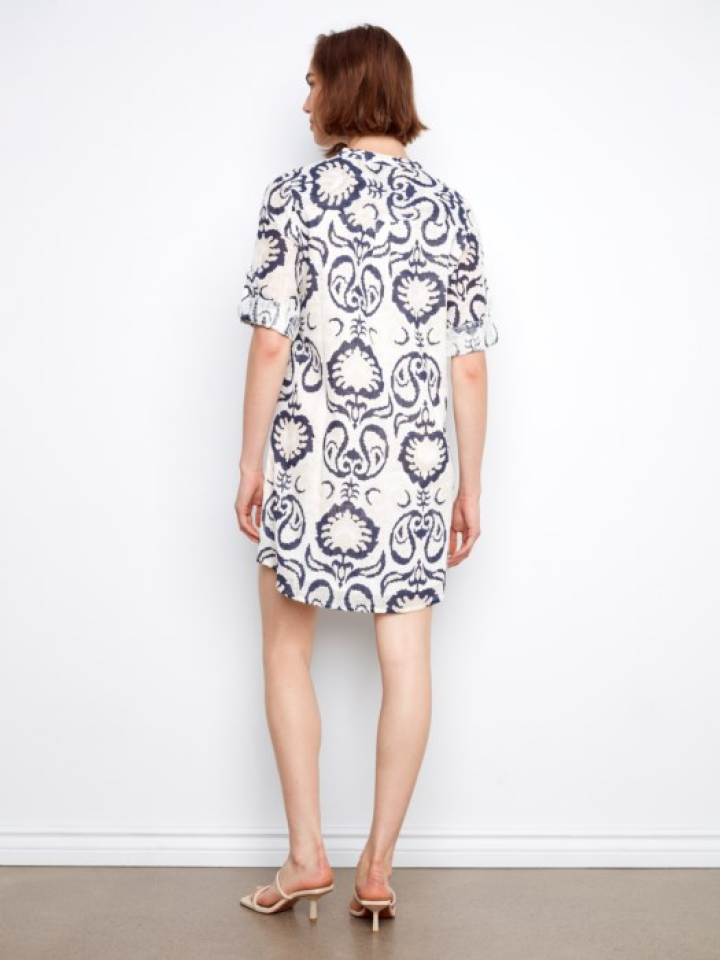 Robe-chemise Henley imprimée en coton mélangé – CHARLIE B Robe-chemise Henley imprimée en coton mélangé – CHARLIE B