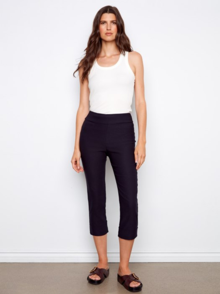 Capri extensible avec ourlet plié - CHARLIE B Capri extensible avec ourlet plié - CHARLIE B