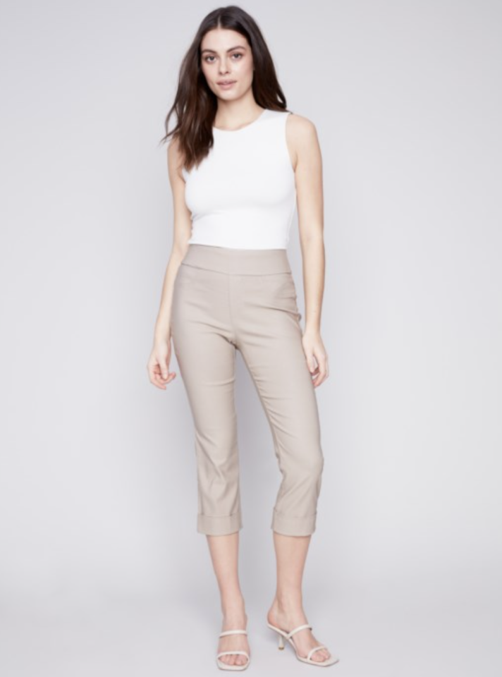 Capri extensible avec ourlet plié - CHARLIE B Capri extensible avec ourlet plié - CHARLIE B