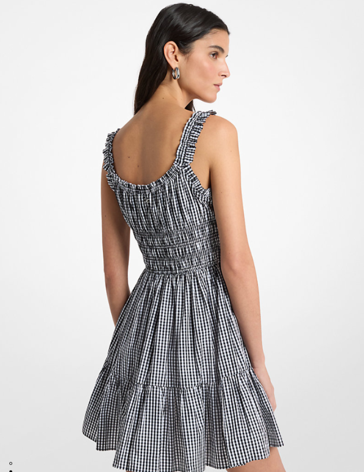 Mini robe smockée en coton vichy – MICHAEL KORS Mini robe smockée en coton vichy – MICHAEL KORS