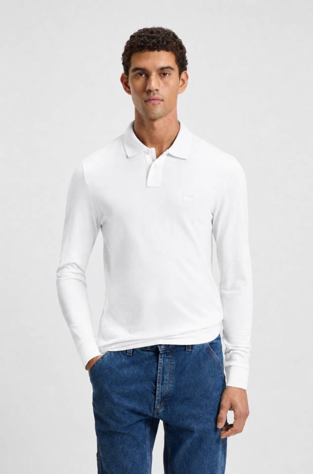 Polo à manches longues avec patch logo - HUGO BOSS - 50507704-100 - Hugo Boss Polo à manches longues avec patch logo - HUGO BOSS - 50507704-100 - Hugo Boss