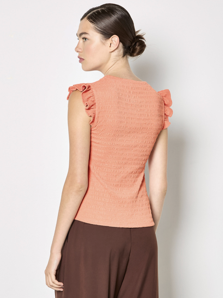 Haut texturé à manches à volants - APRICOT Haut texturé à manches à volants - APRICOT