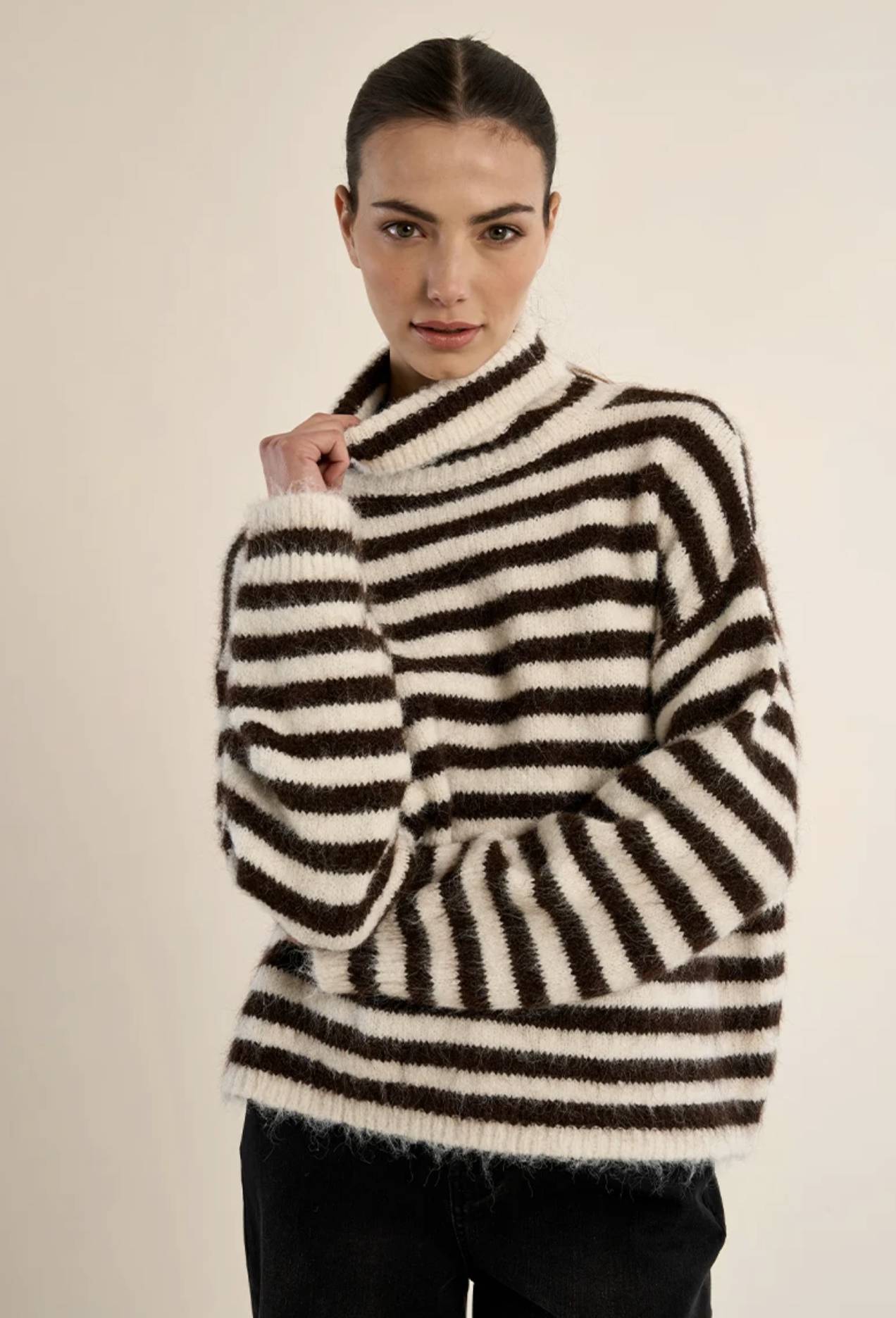 Pull à col roulé rayé - MOLLY BRACKEN - T2329EN - Molly Bracken