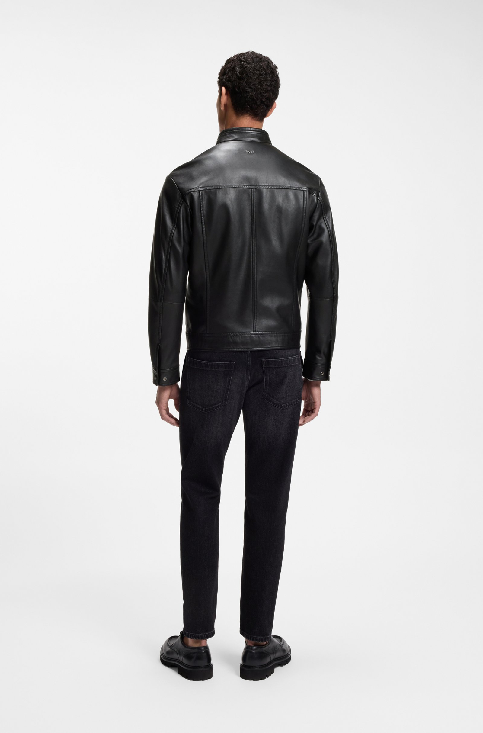 Veste en cuir ajustée – BOSS