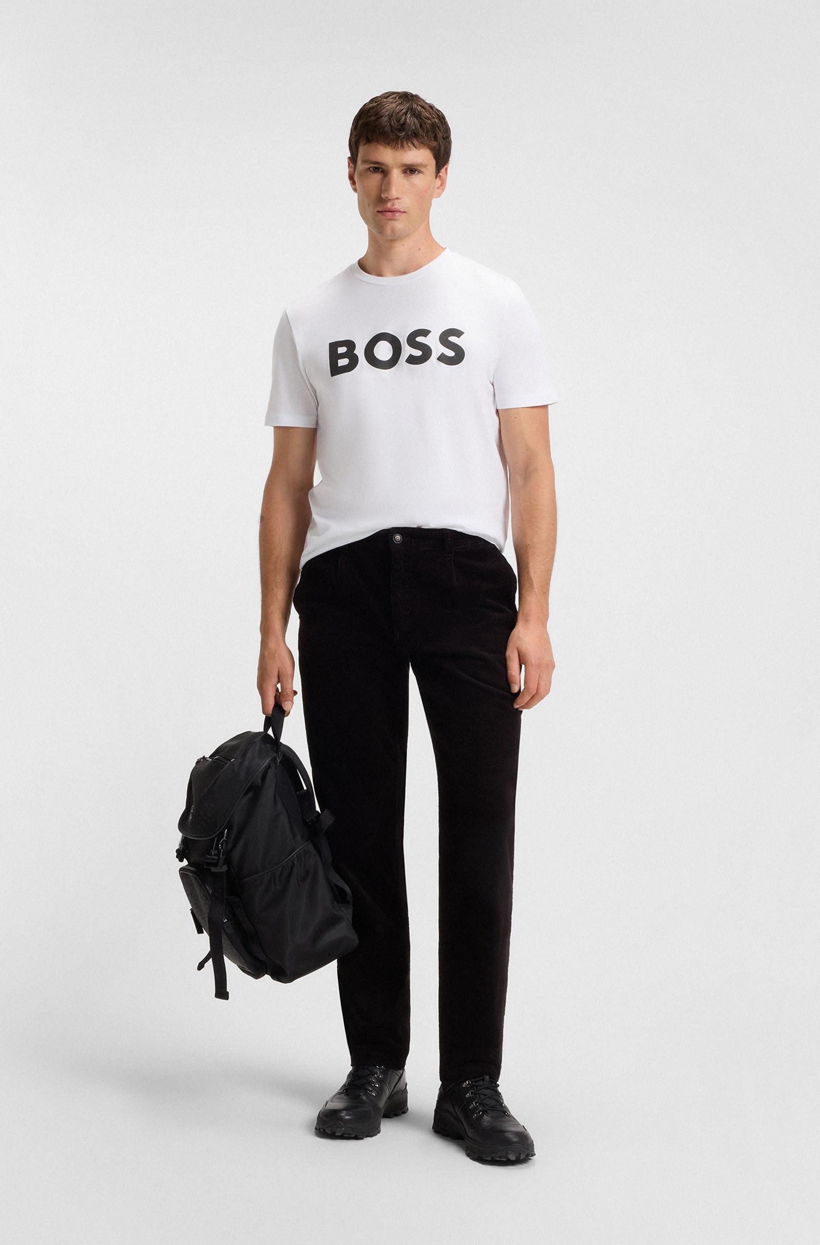 T-shirt en jersey de coton avec logo - HUGO BOSS