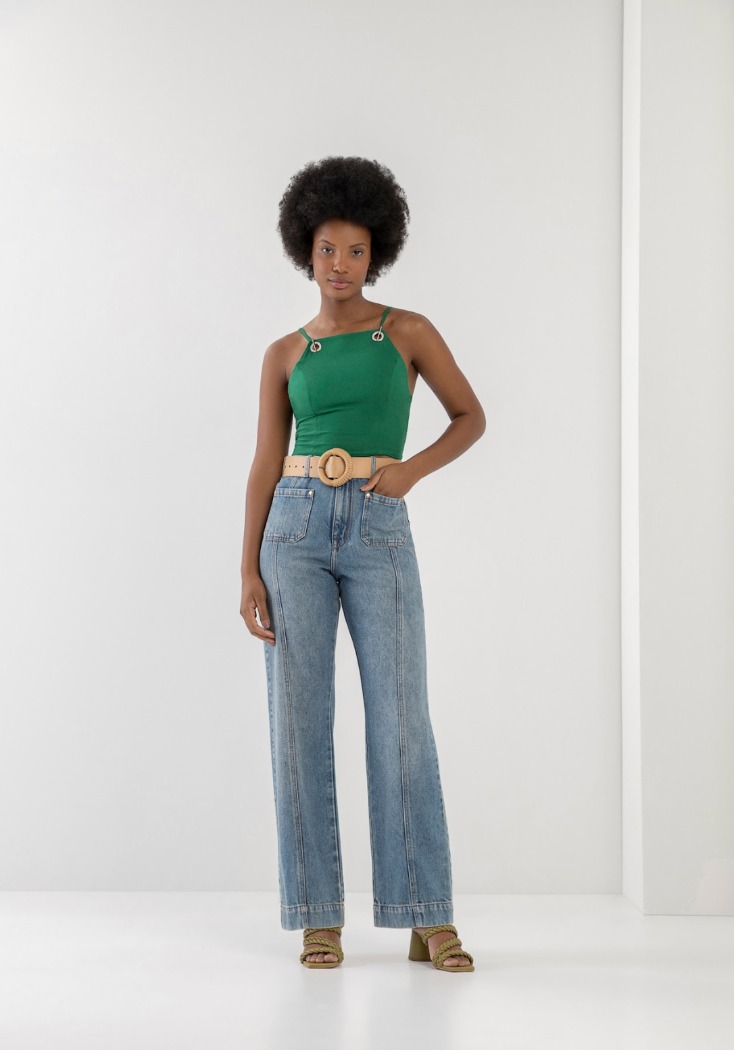 Camisole écourté en crêpe avec oeillets - LEZ A LEZ