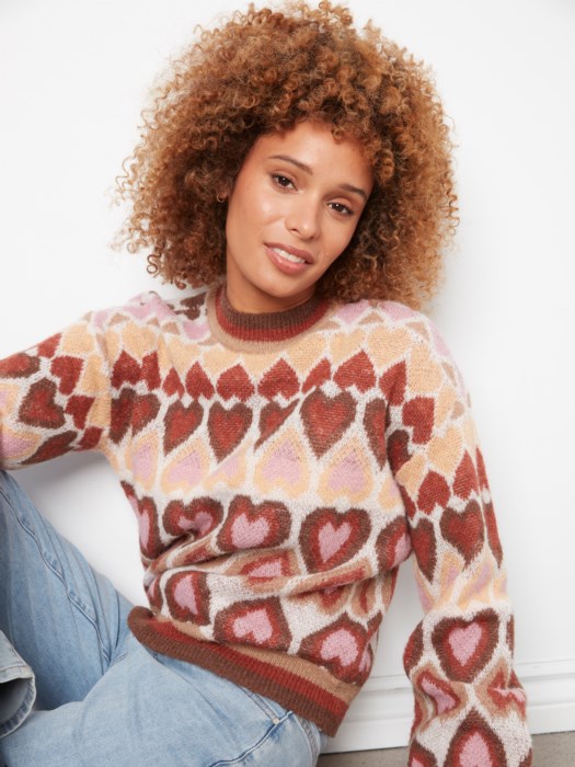 Pull imprimé coeur - CHARLIE B - C2175 - Charlie B