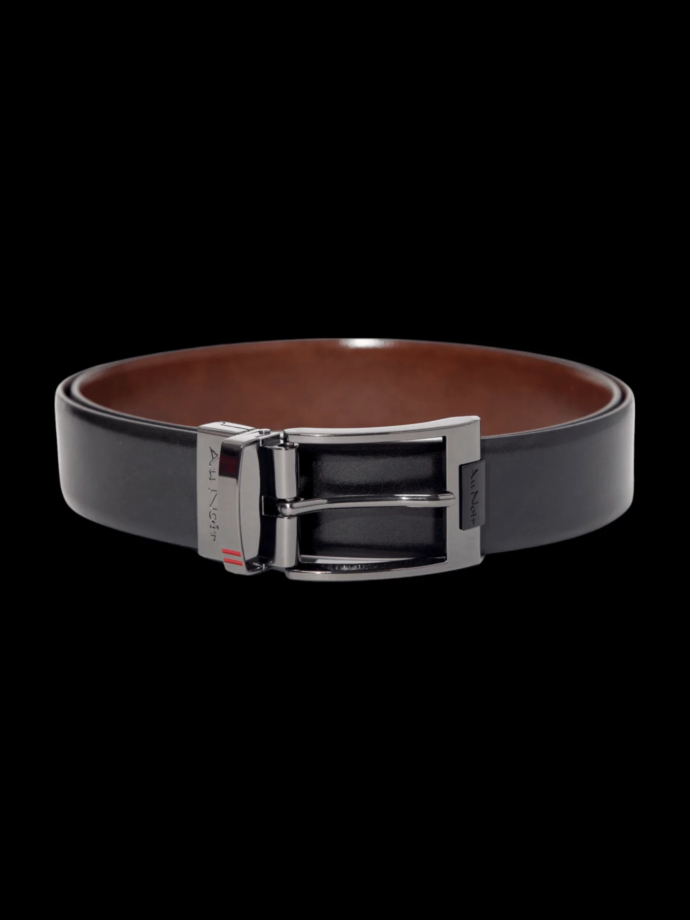 Ceinture réversible Desoto à boucle argent - AU NOIR 