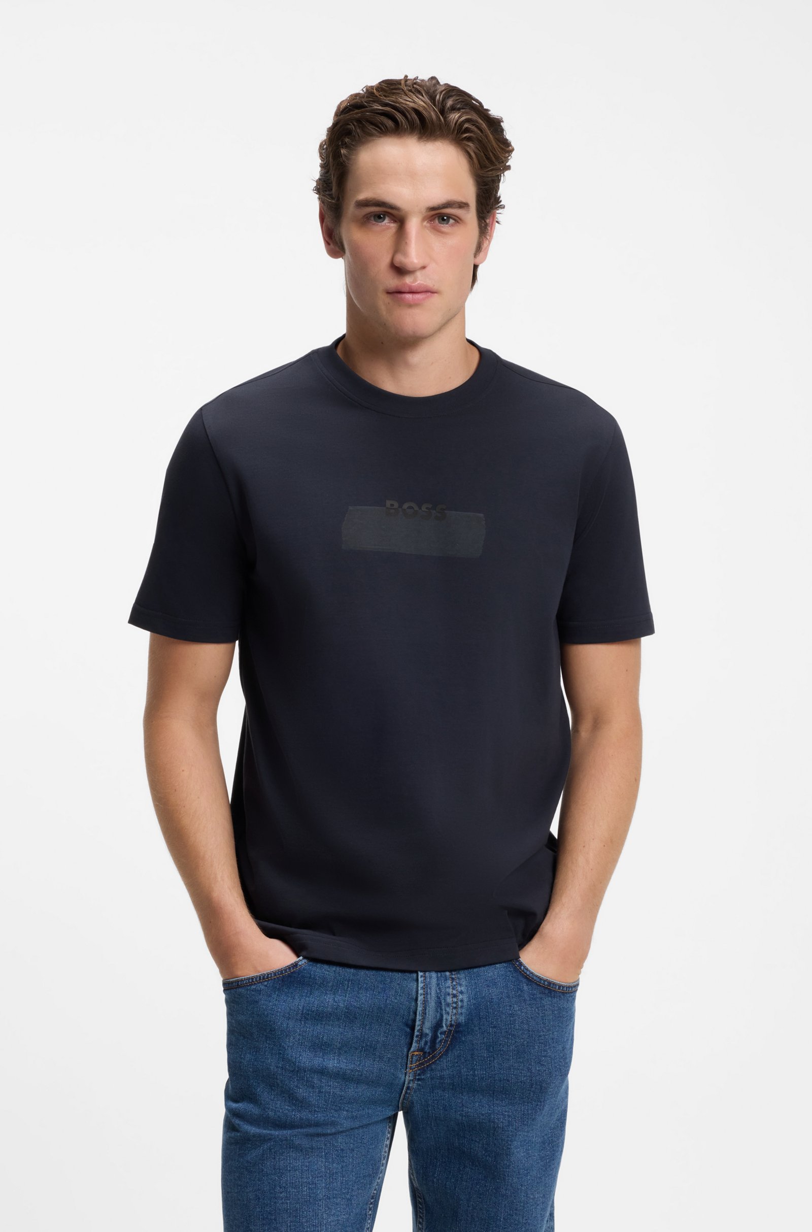 T-shirt en jersey de coton avec logo – HUGO BOSS - 50566606-404 - Hugo Boss