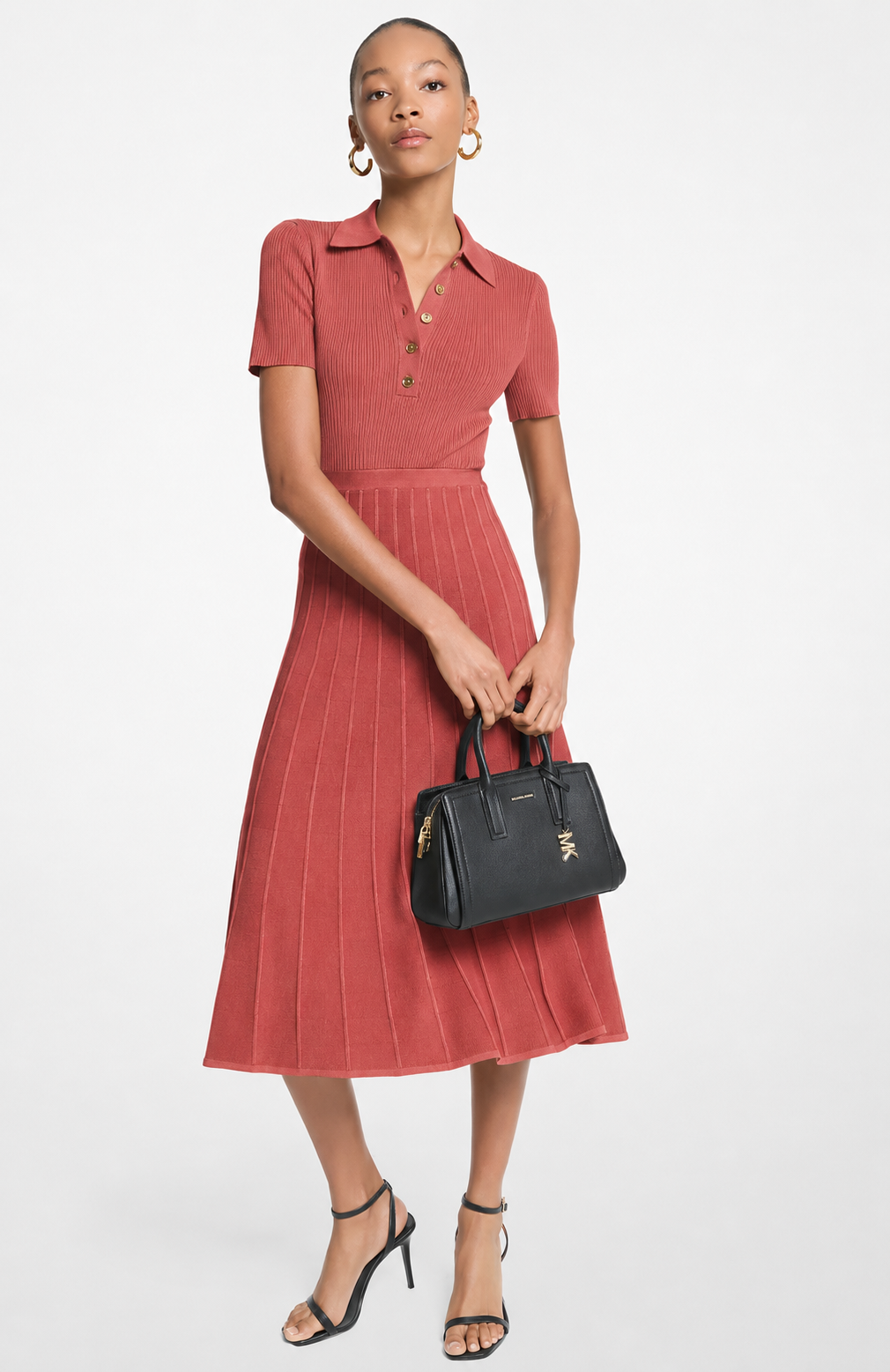 Robe midi polo côtelée – MICHAEL KORS - MT5834F33D - Michael Kors