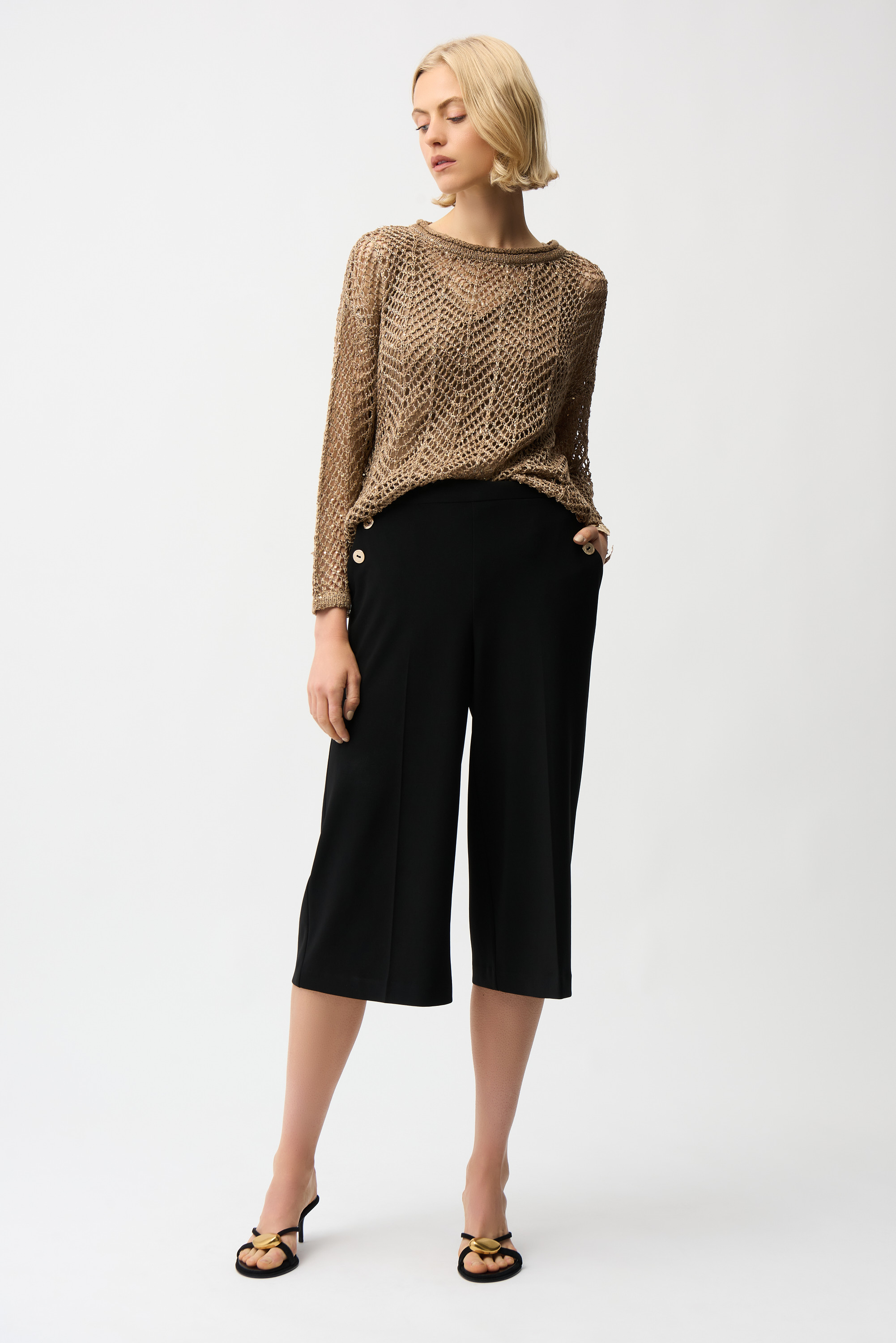 Pantalon jambe large taille mi-haute – JOSEPH RIBKOFF