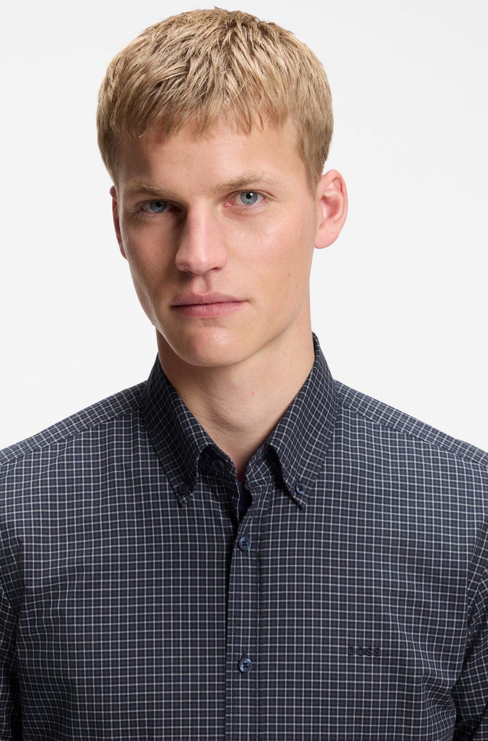 Chemise coton extensible à motif Vichy – HUGO BOSS