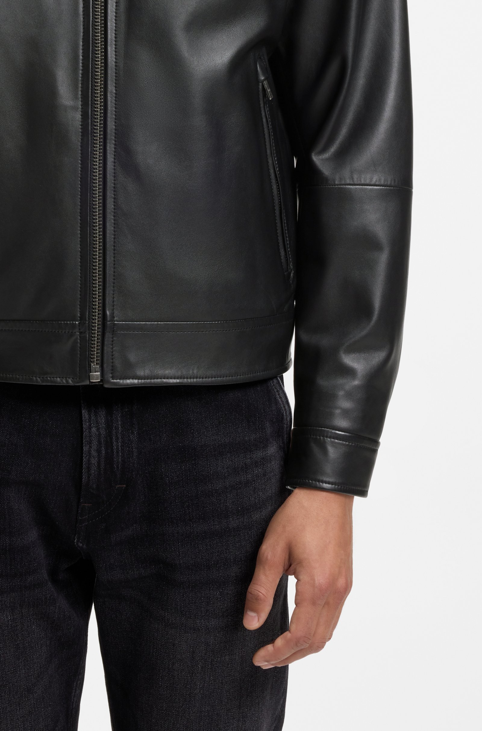 Veste en cuir ajustée – BOSS