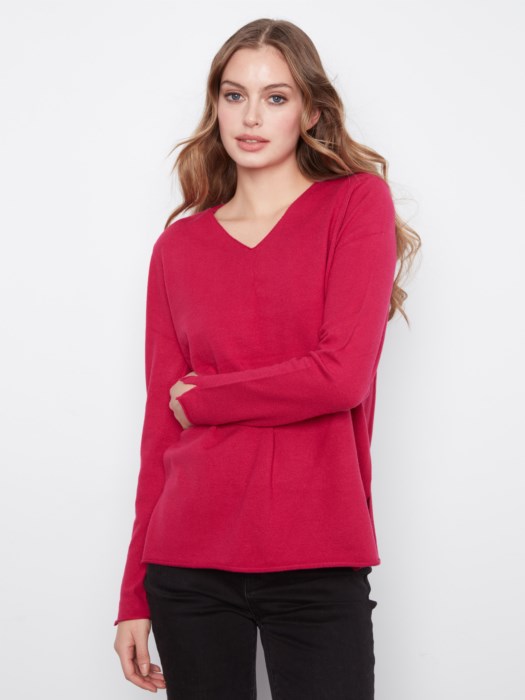 Chandail col en V - CHARLIE B - C2279RR - Charlie B