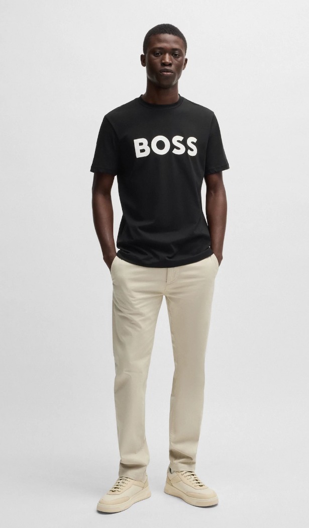 T-shirt en jersey de coton avec logo - HUGO BOSS