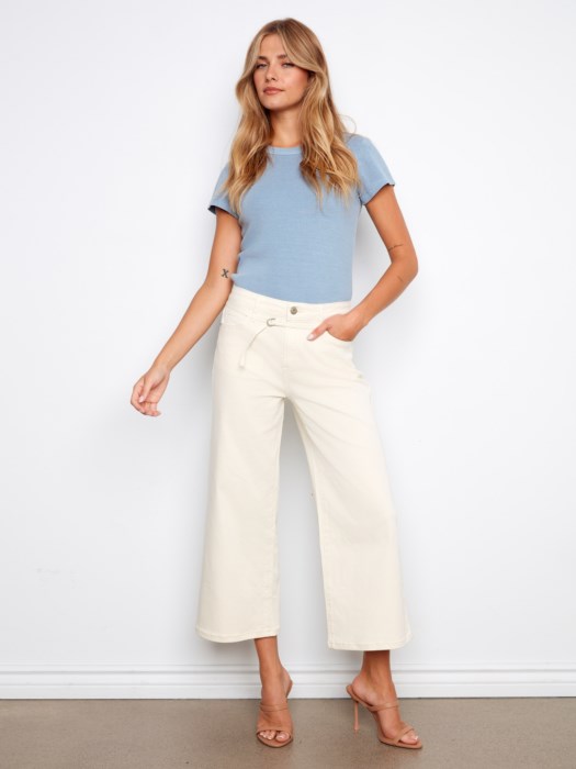 Pantalon large ceinturé en twill 7/8 – CHARLIE B - C5788 - Charlie B
