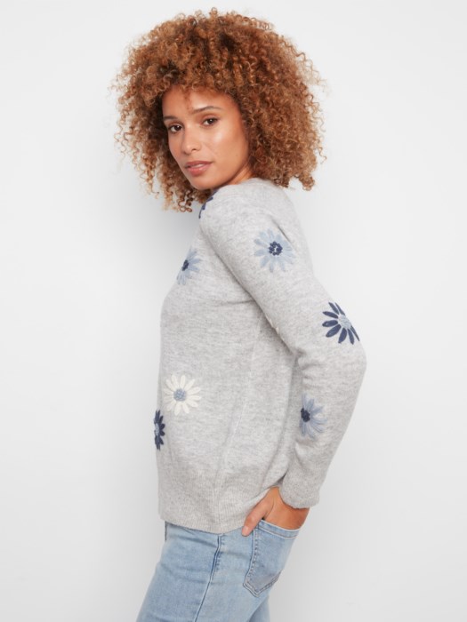 Chandail col v broderies - CHARLIE B - C2853 - Charlie B
