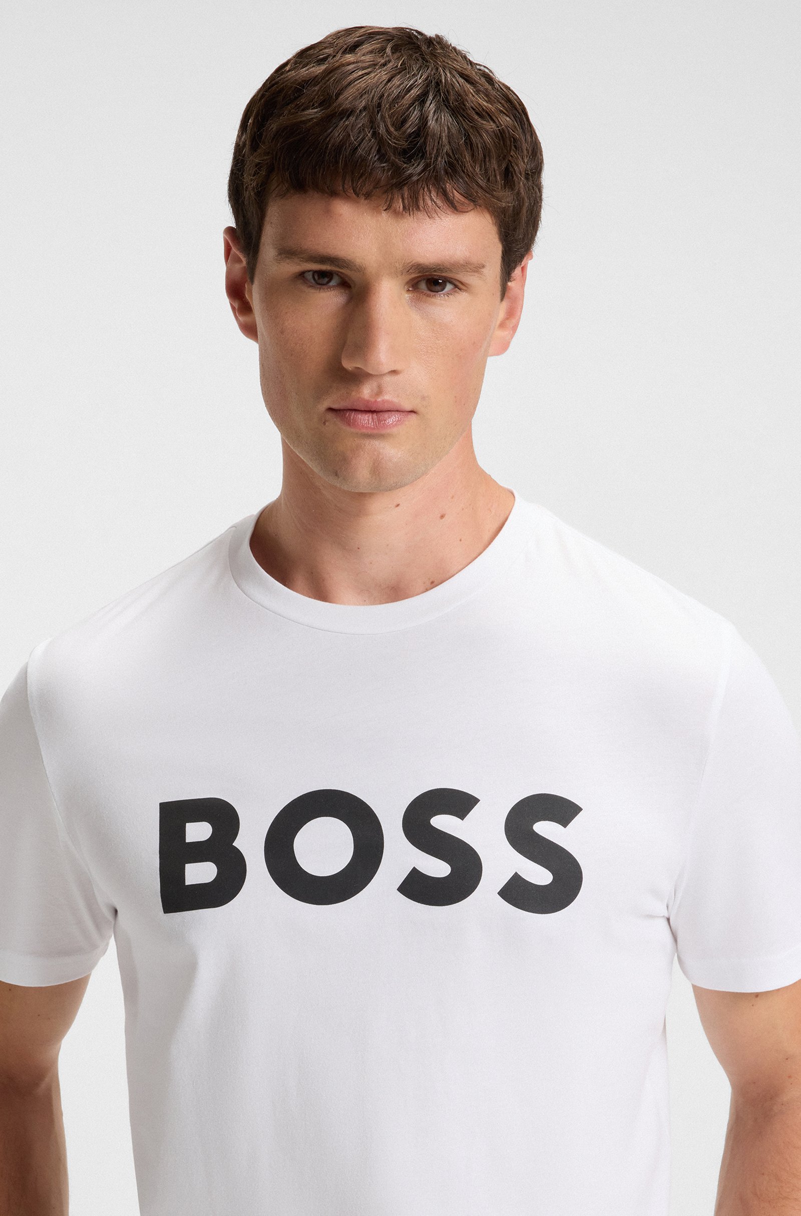T-shirt en jersey de coton avec logo - HUGO BOSS