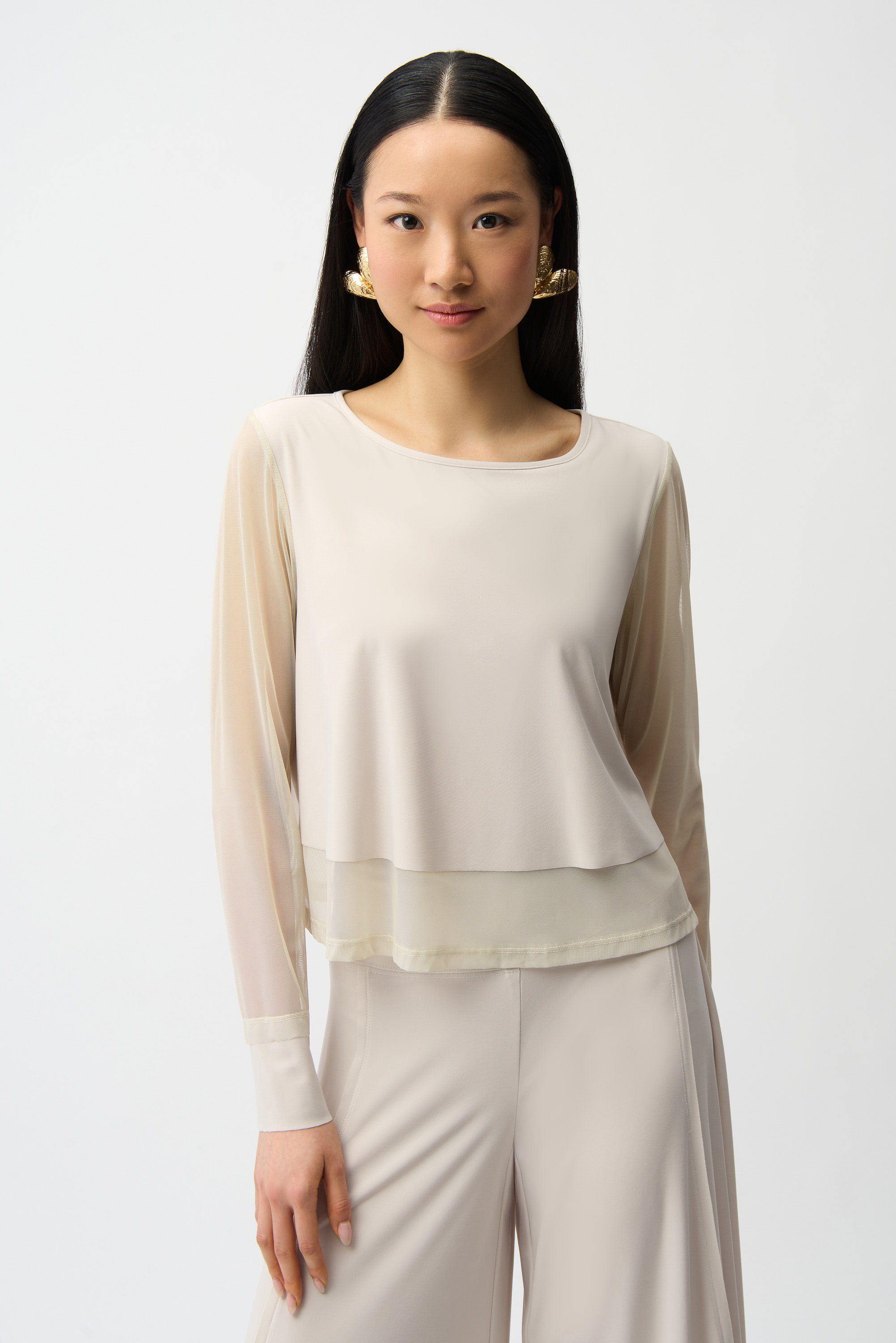 Ensemble chic à col rond et pantalon large avec filet – JOSEPH RIBKOFF - 261278-261277 - Joseph Ribkoff
