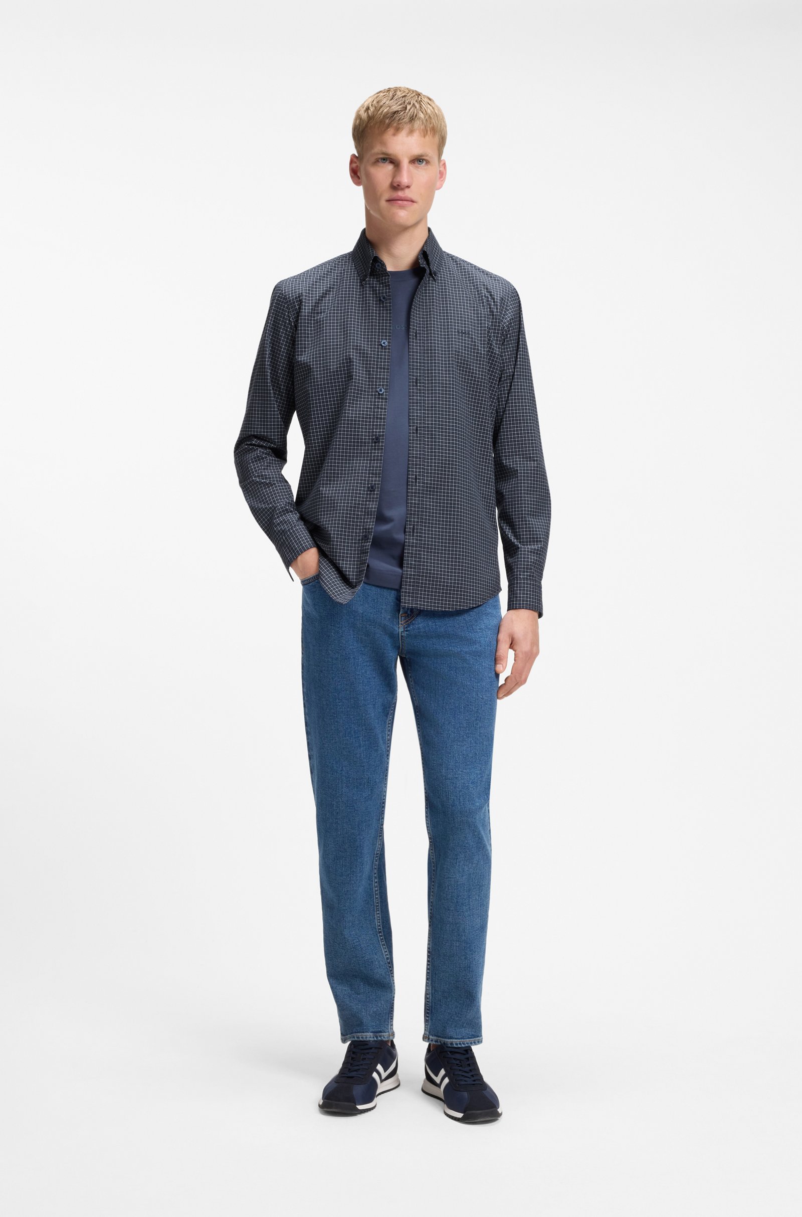 Chemise coton extensible à motif Vichy – HUGO BOSS