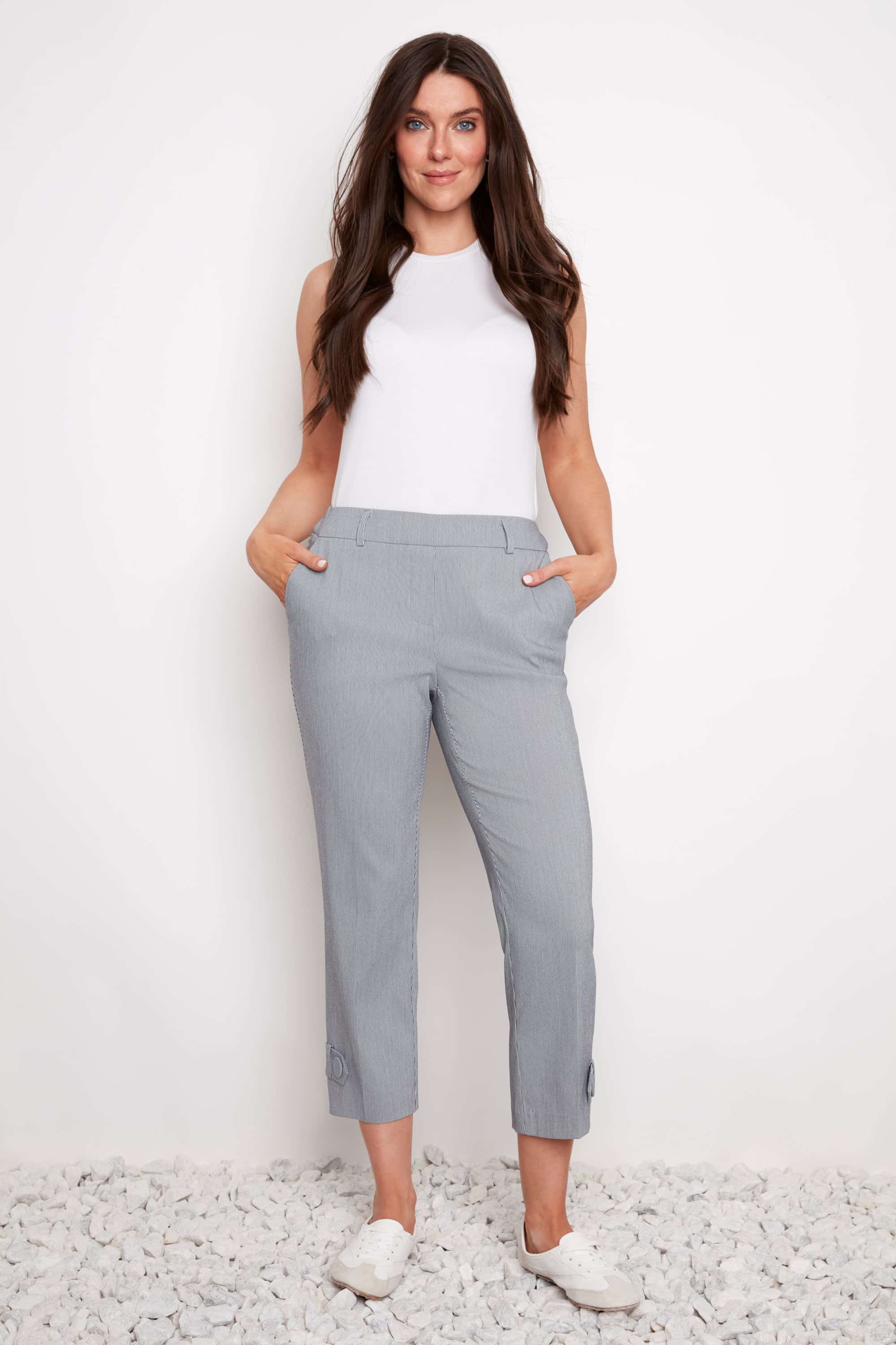 Pantalon 7/8 à rayures et bas boutonnée - UP! - 68834 - UP