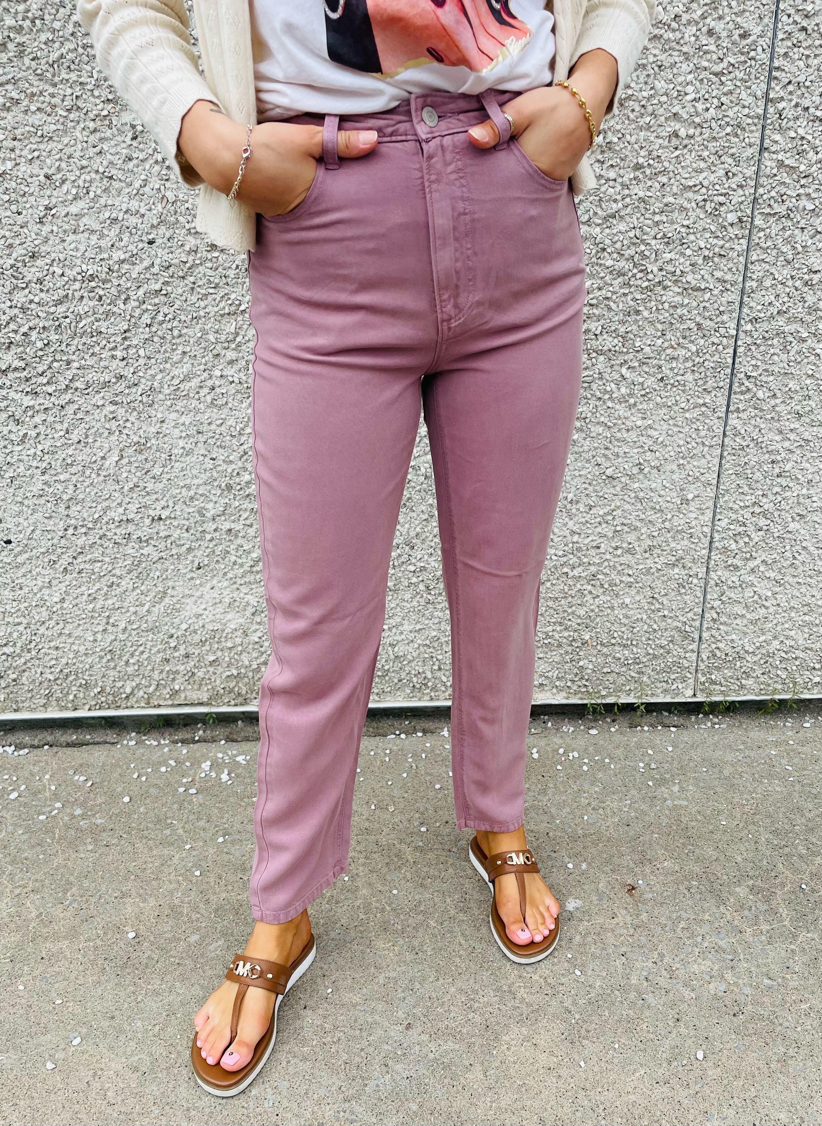 Pantalon soyeux coupe droite orchidée - GUESS - - Guess