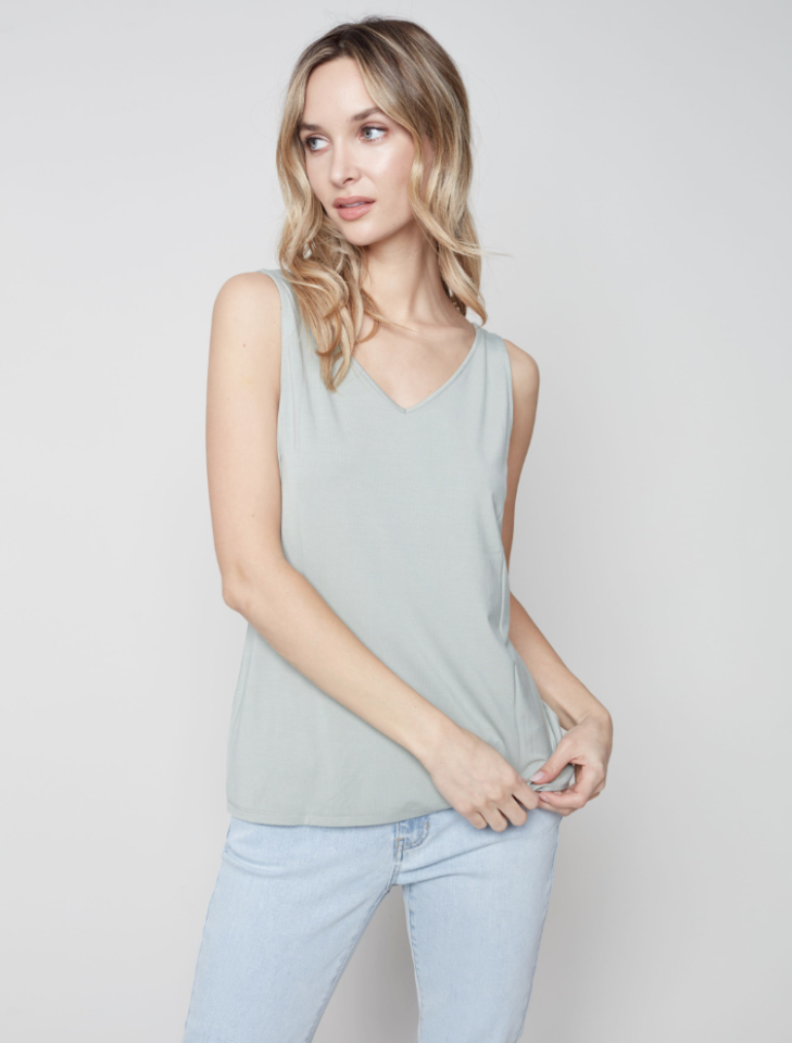 Camisole réversible en viscose de bambou verte - CHARLIE B S - - Charlie B