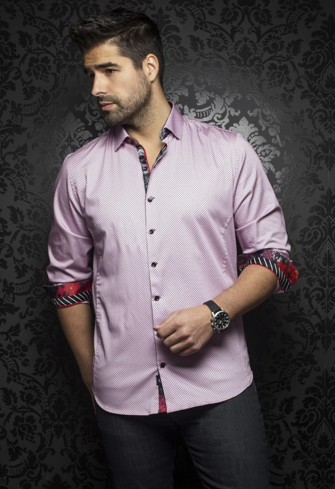 Chemise manches longues Dion pink - AU NOIR&nbsp; - - AU NOIR
