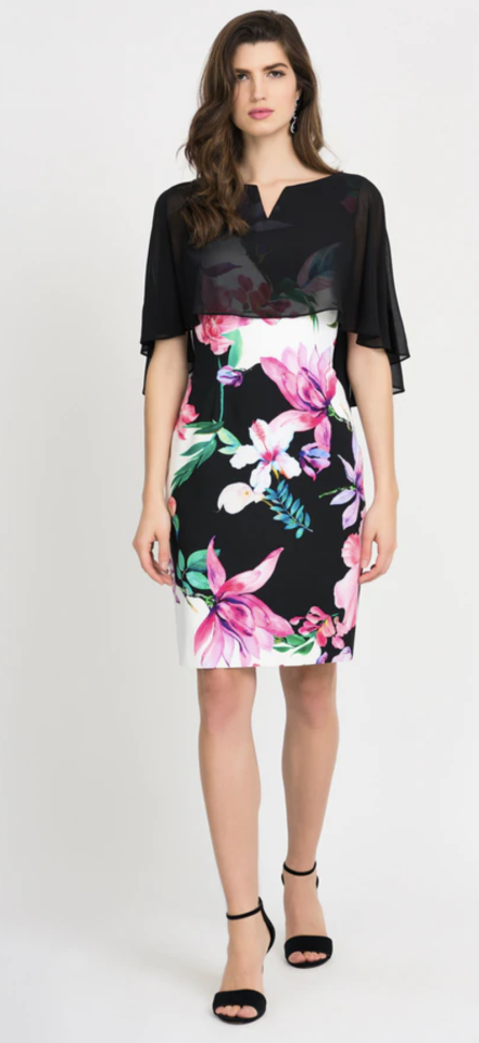Robe à Fleurs avec voile transparente - JOSEPH RIBKOFF M - 201369 - Joseph Ribkoff