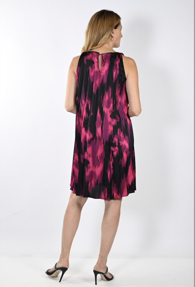 Robe noir & fuchsia avec encolure argenté - FRANK LYMAN 4 - - Frank Lyman