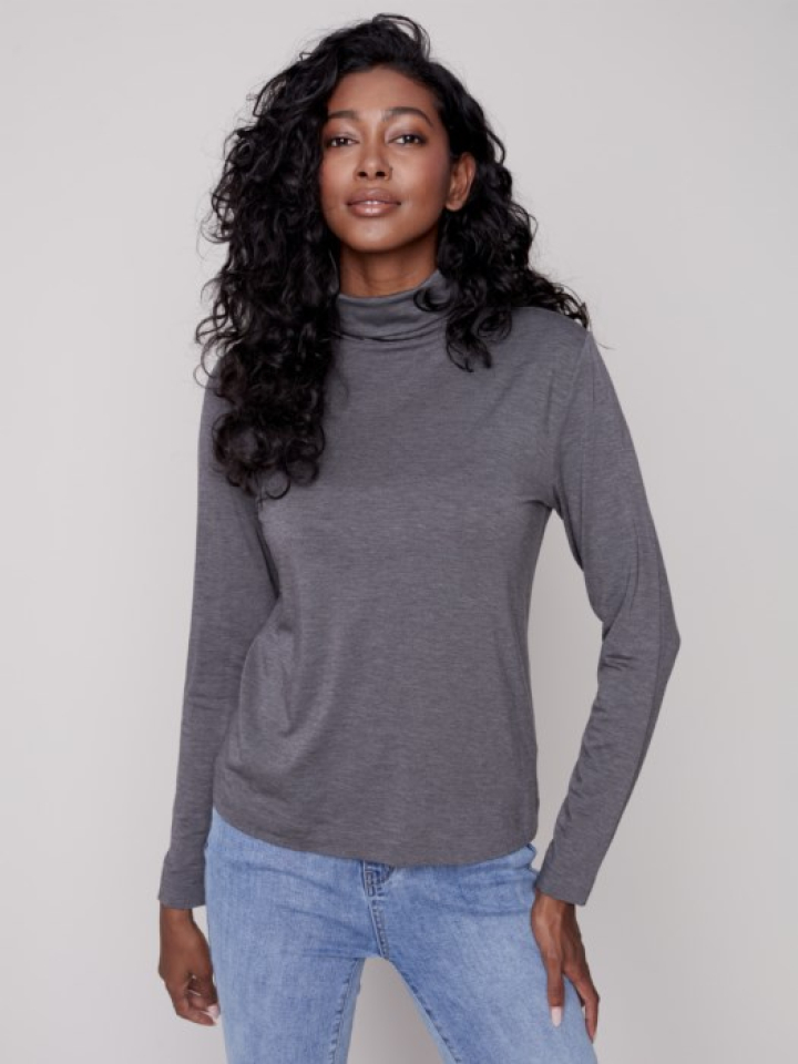 Col roulé classique extensible gris - CHARLIE B - C1348-696B - Charlie B