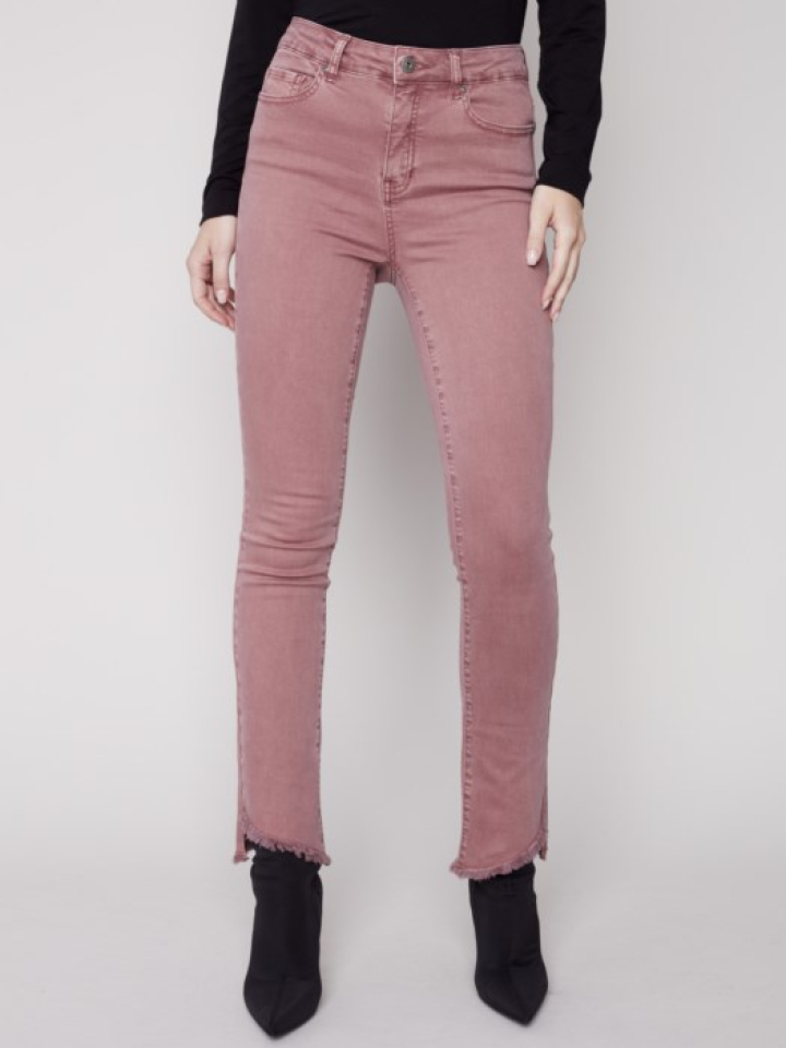 Pantalon bootcut avec ourlet asymétrique framboise - CHARLIE B 2 - C5429-618A - Charlie B