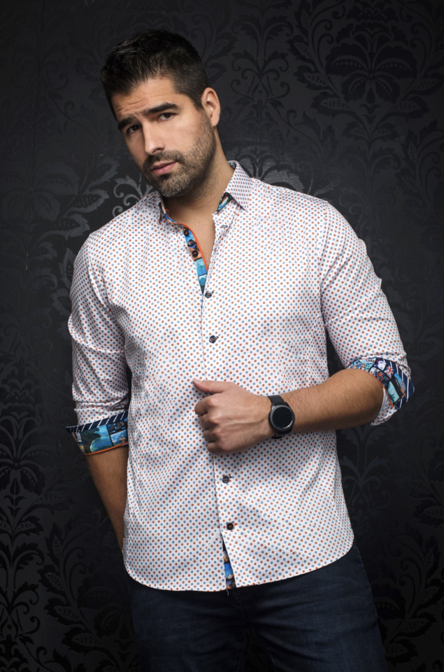 Chemise Bradford blanche et orange - AU NOIR  - BRADFORD - AU NOIR