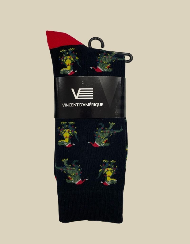 Bas à motif de dinosaures de Noël - VINCENT D'AMÉRIQUE
