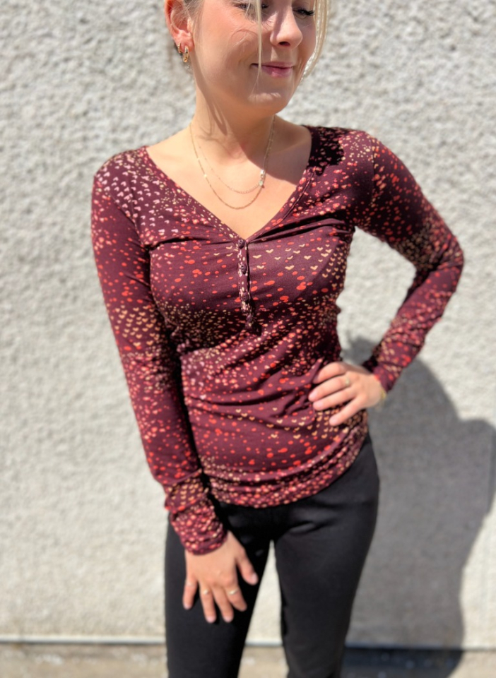 Chandail avec boutons bourgogne - LEZ A LEZ - 4808L - Lez a Lez