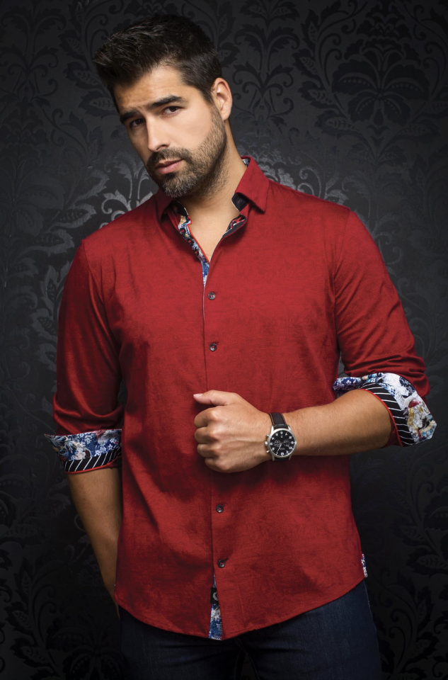 Chemise manches longues HUXLEY rouge - AU NOIR&nbsp; - - AU NOIR