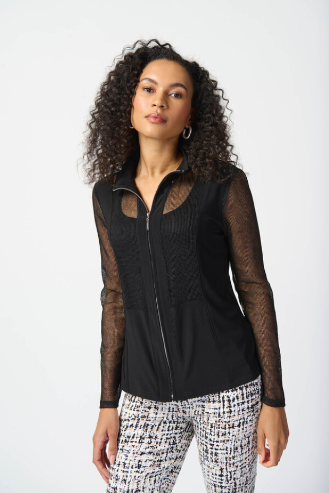 Cardigan zippé en résille - JOSEPH RIBKOFF
