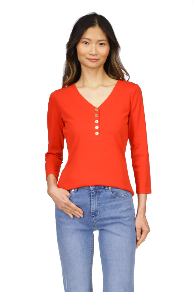 Chandail rouge avec bouton or - MICHAEL KORS S - MR4518VAMW - Michael Kors