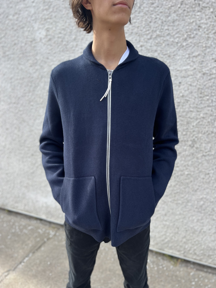 Chandail marine à poches et à zip blanc - MICHAEL KORS&nbsp; - - Michael Kors